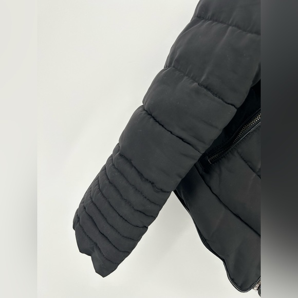ZARA WOMEN BLACK WARM QUILTED PARKA JACKET Removable Fur Hidden Hood Small - Picture 11 of 16
